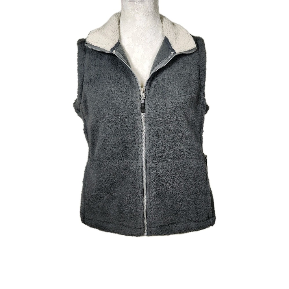 Stillwater Supply Co Sherpa Fleece Vest Small Charcoal Gray Zip Front Cozy Warm